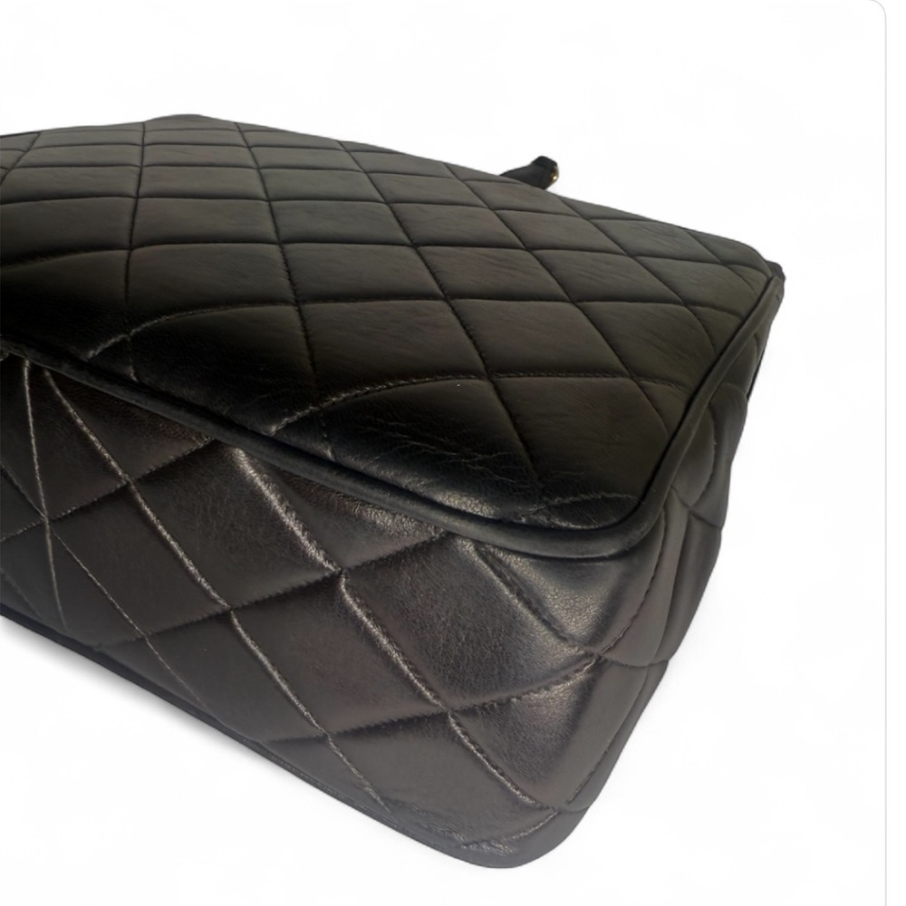 CHANEL Black Quilted Flap 24K Gold CC Logo Leather Shoulder Bag - Picture 8 of 12